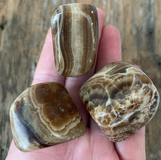 Large Chocolate Calcite Tumblestone - Shiny Crystals