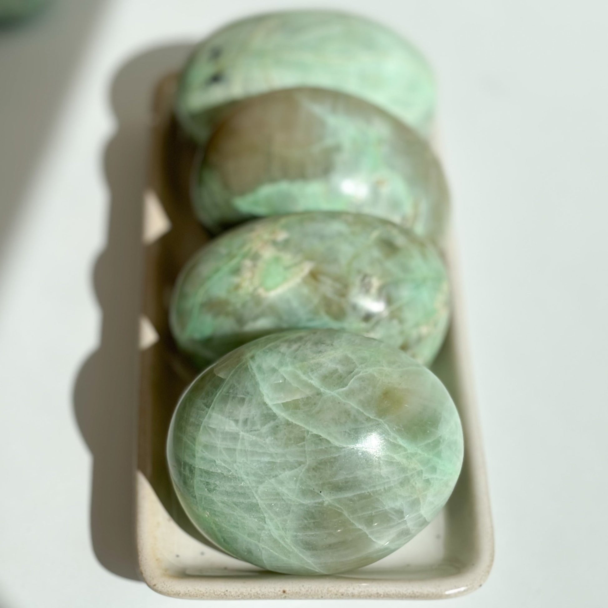 Large Garnierite - Green Moonstone Palmstone - Shiny Crystals