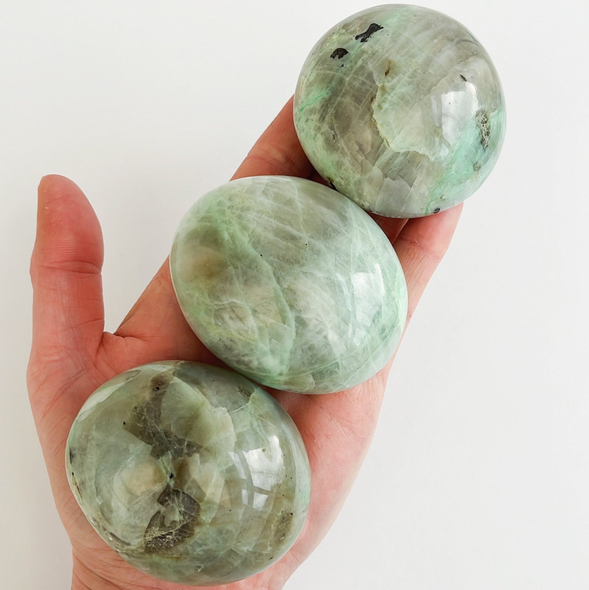 Large Garnierite - Green Moonstone Palmstone - Shiny Crystals