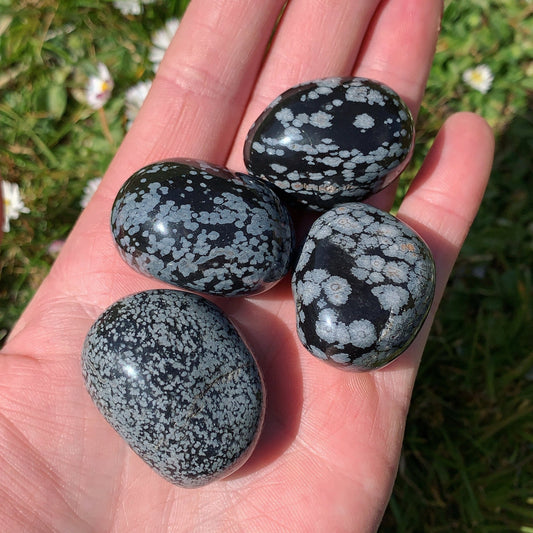 Large Snowflake Obsidian Tumblestone - Shiny Crystals