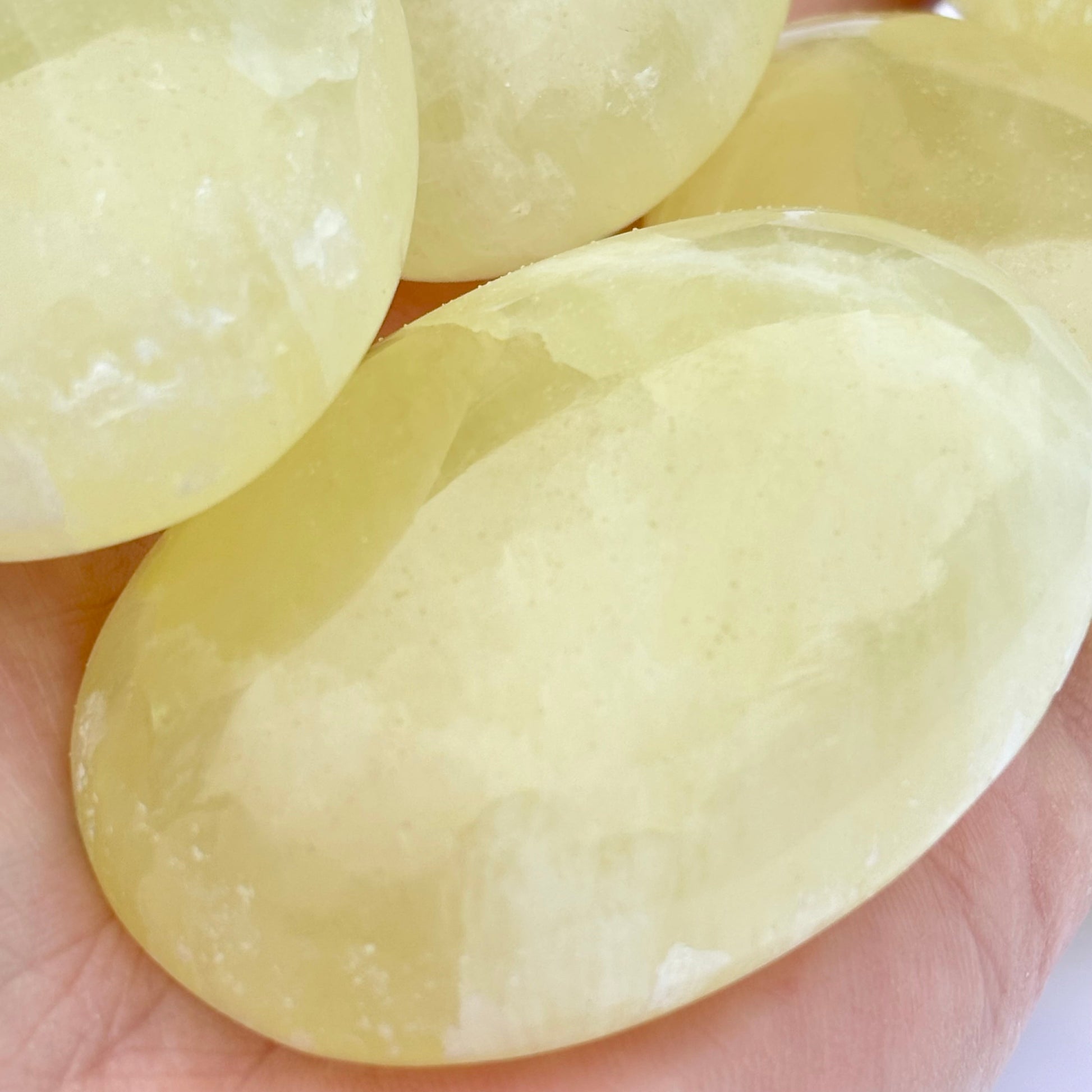 Lemon Calcite Palmstone - Shiny Crystals