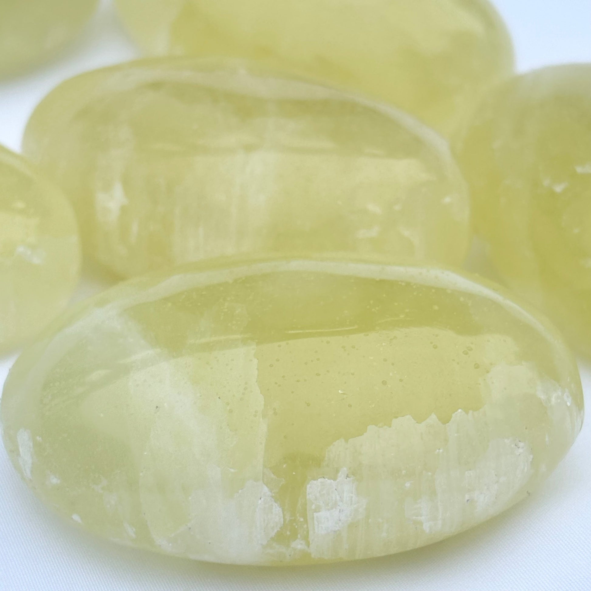 Lemon Calcite Palmstone - Shiny Crystals