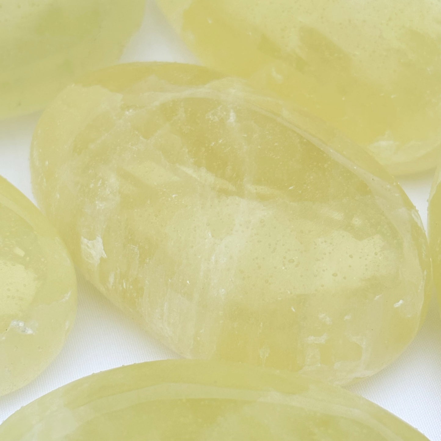 Lemon Calcite Palmstone - Shiny Crystals