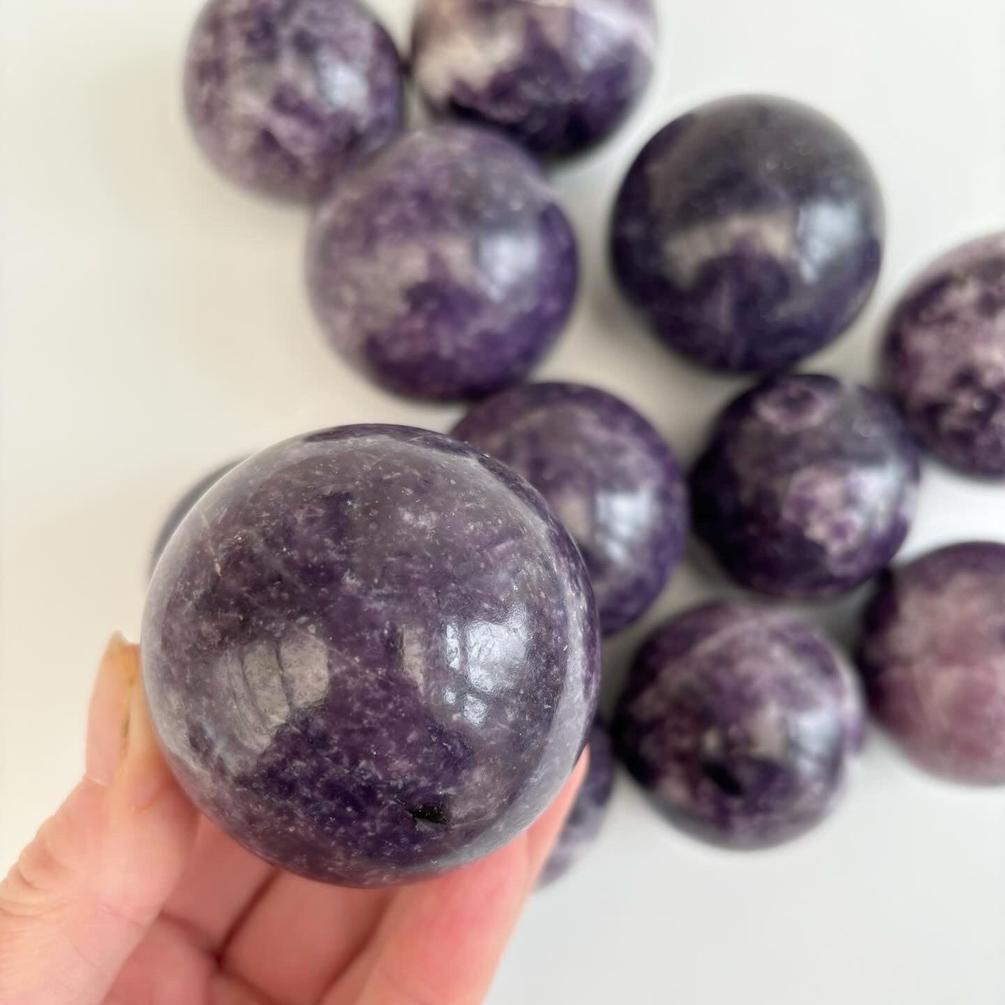 Lepidolite Sphere - Shiny Crystals