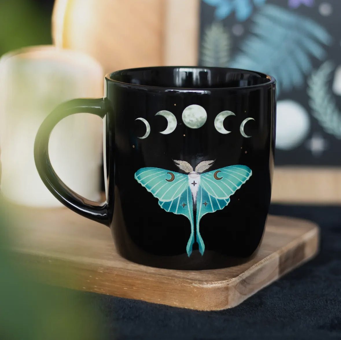 Luna Moth Moon Phase Mug - Shiny Crystals