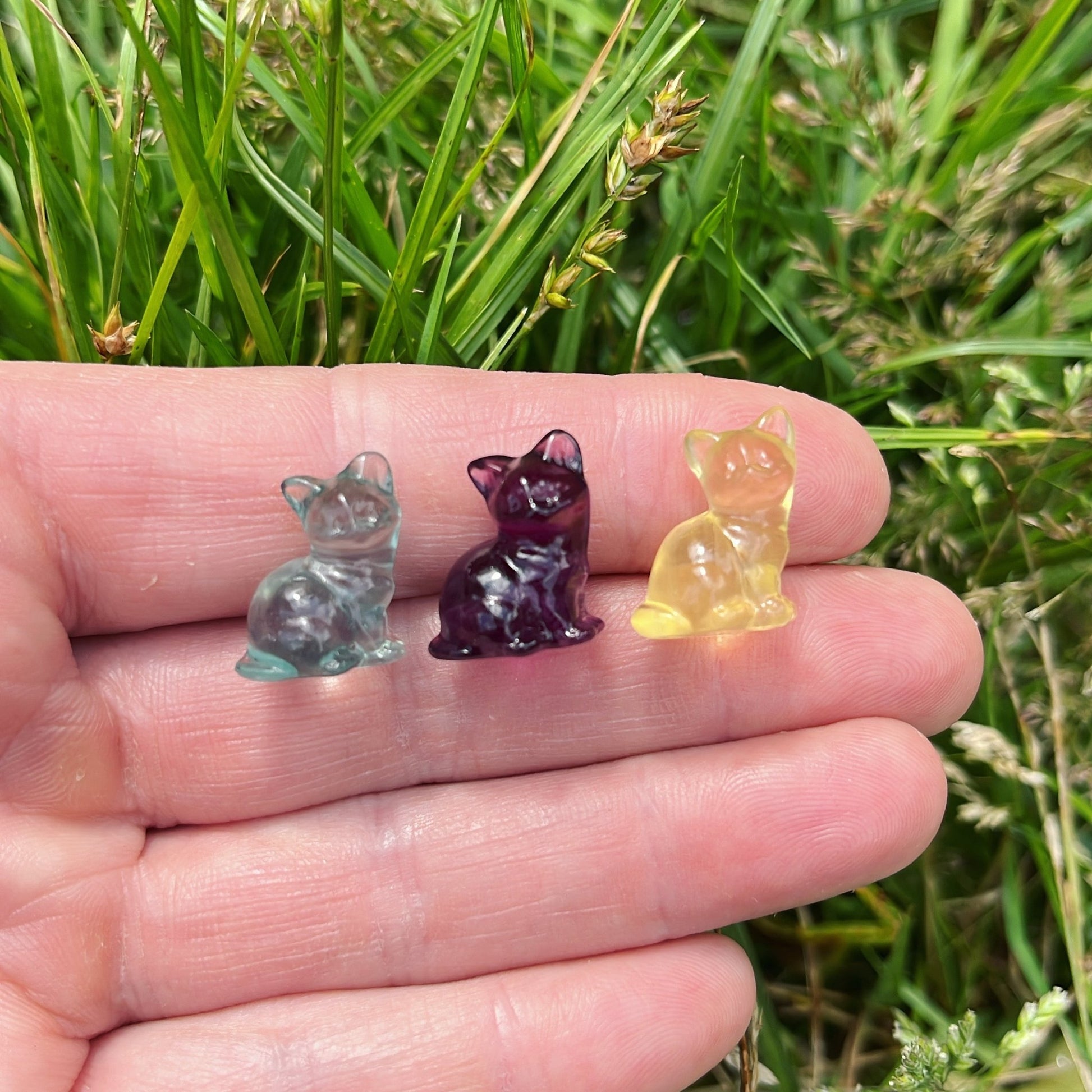 Mini Fluorite Sitting Cat - Shiny Crystals