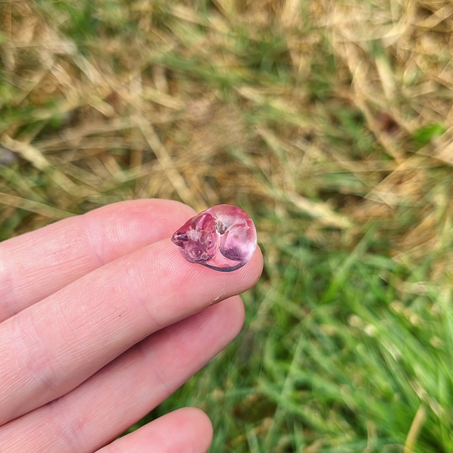 Mini Fluorite Sleeping Cat - Shiny Crystals