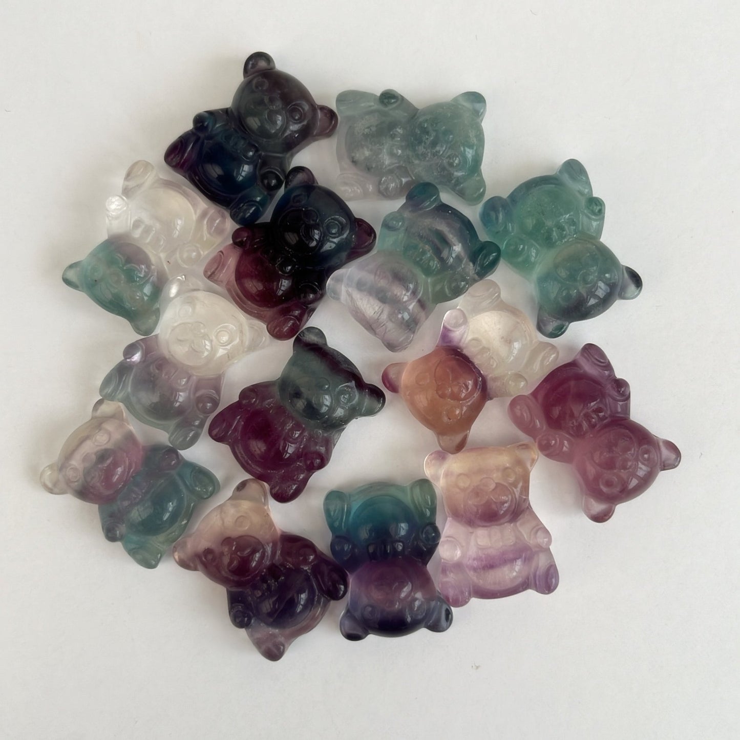 Mini Fluorite Teddy Bear - Shiny Crystals