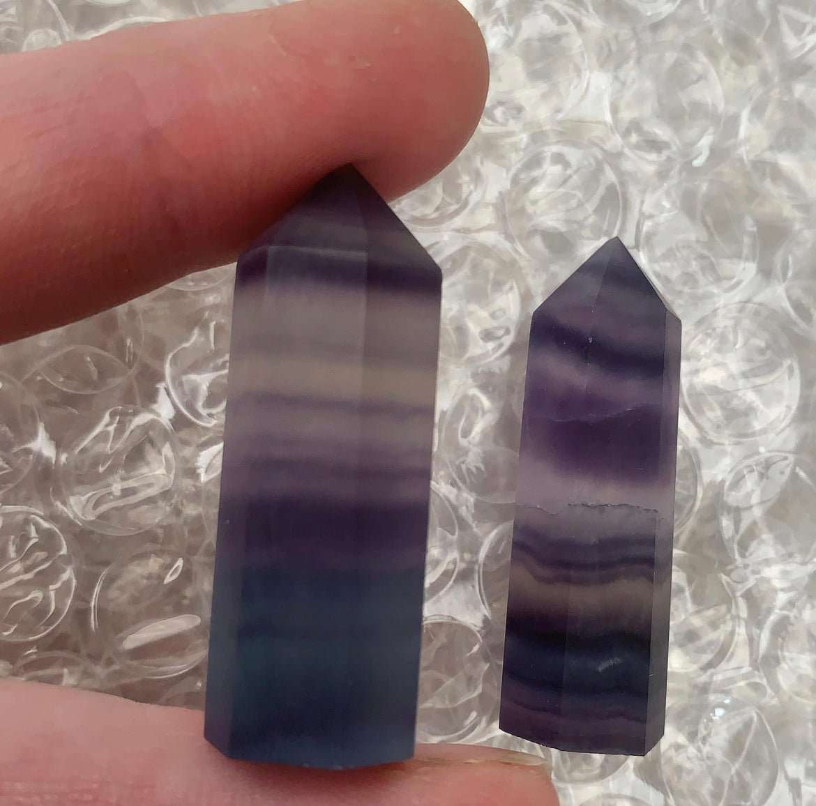 Mini Rainbow Fluorite Point - Shiny Crystals