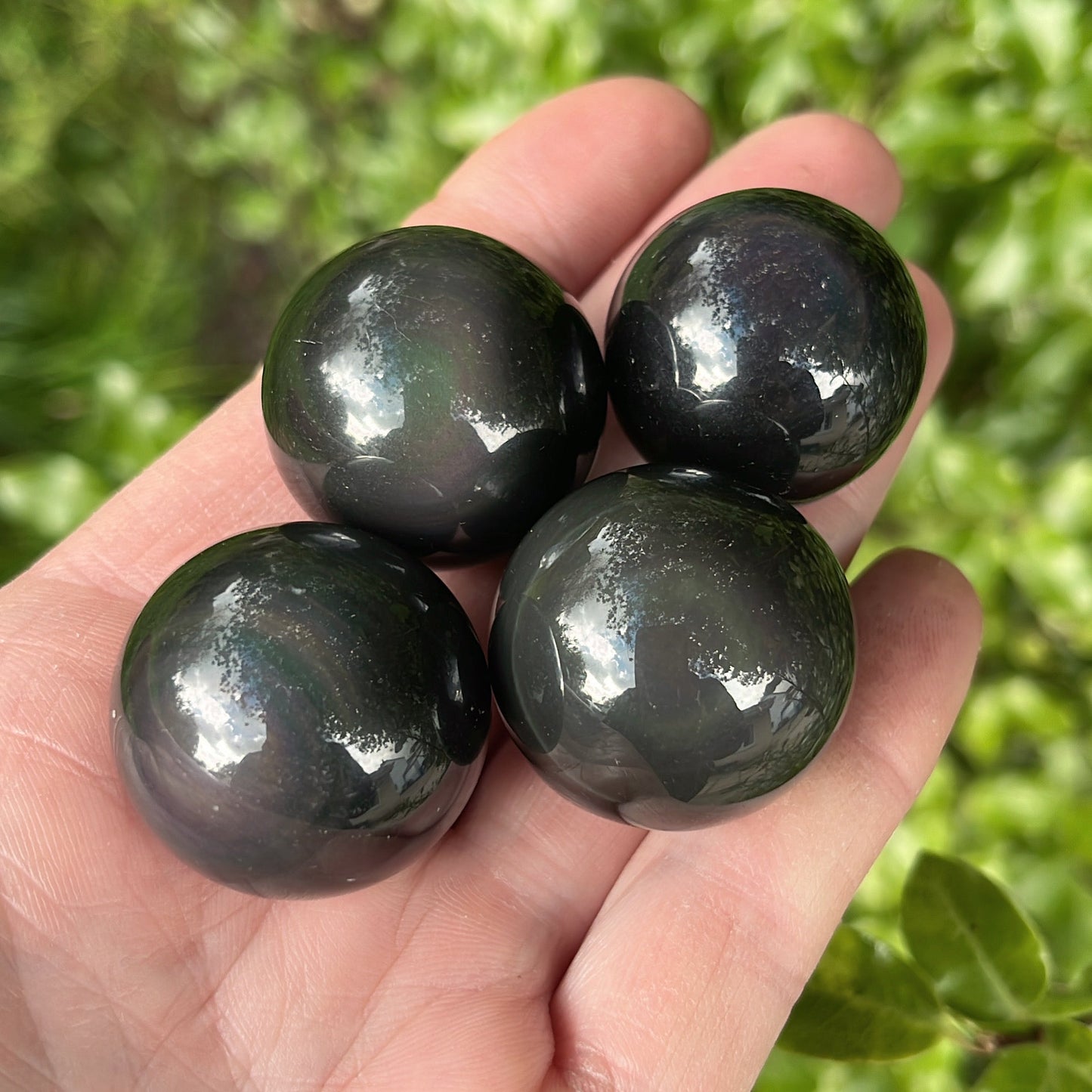 Mini Rainbow Obsidian Sphere - Shiny Crystals