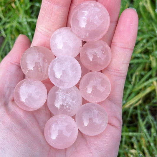 Mini Rose Quartz Sphere - Shiny Crystals