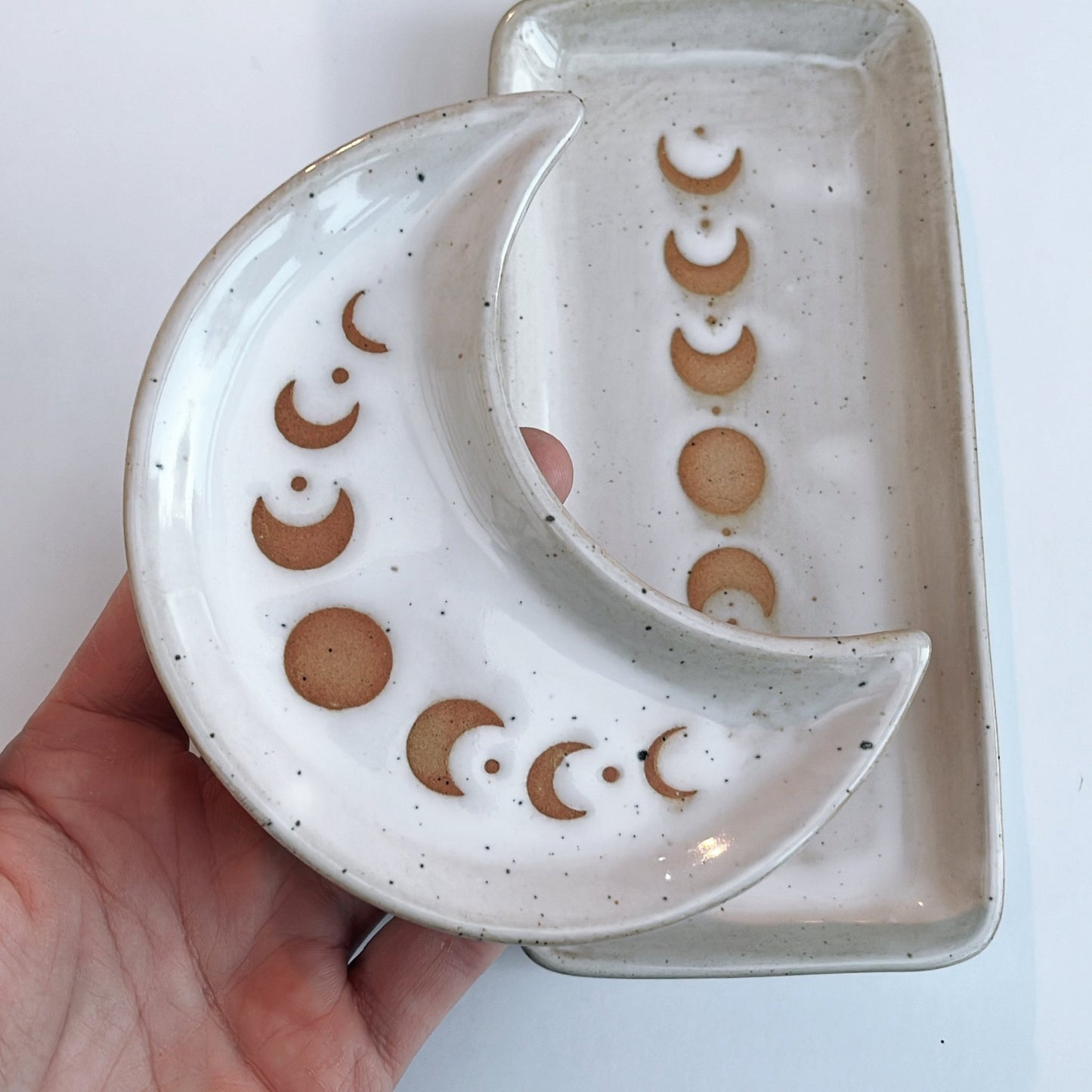 Moon Phase Crescent Trinket Dish - Shiny Crystals