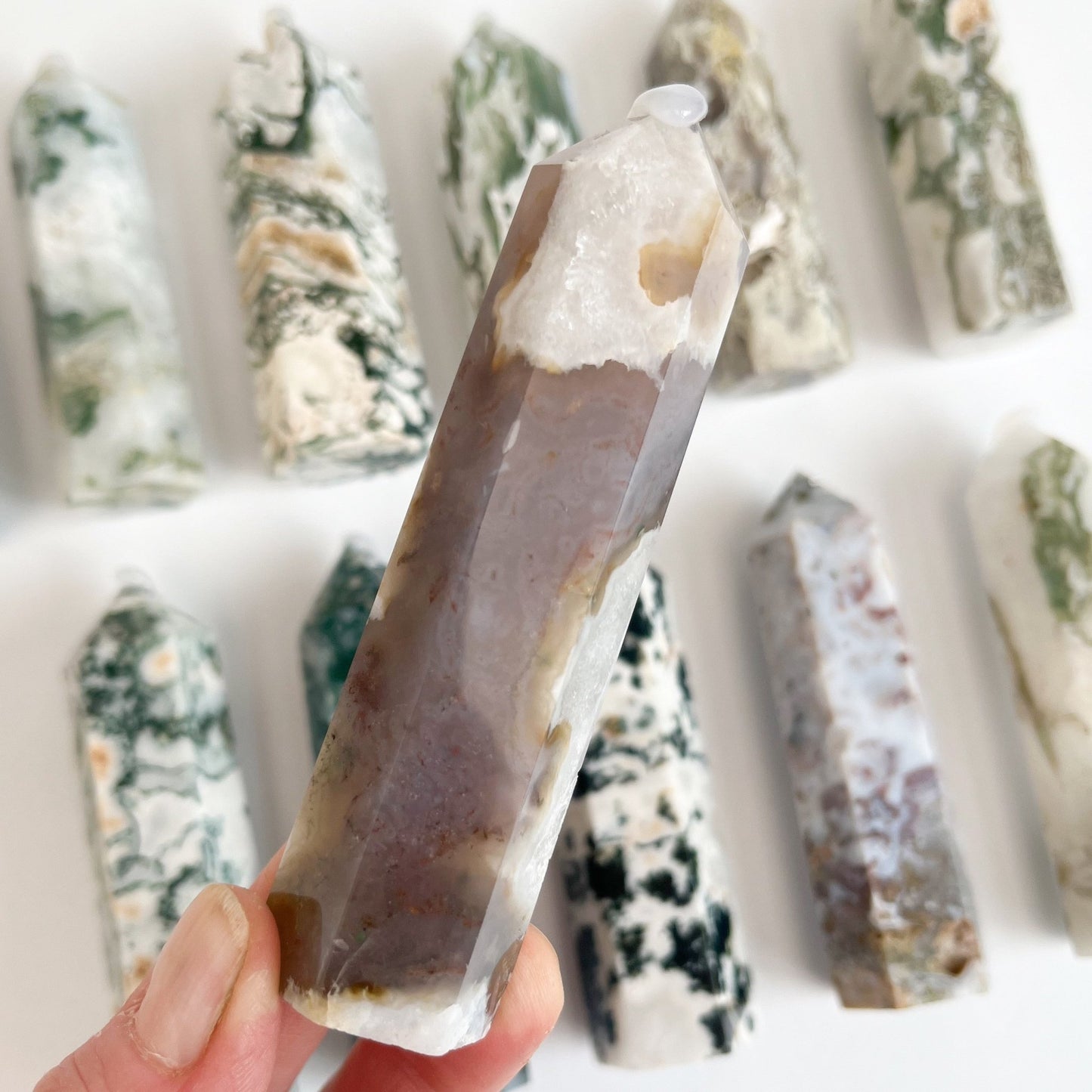 Moss Agate Point | J - Shiny Crystals