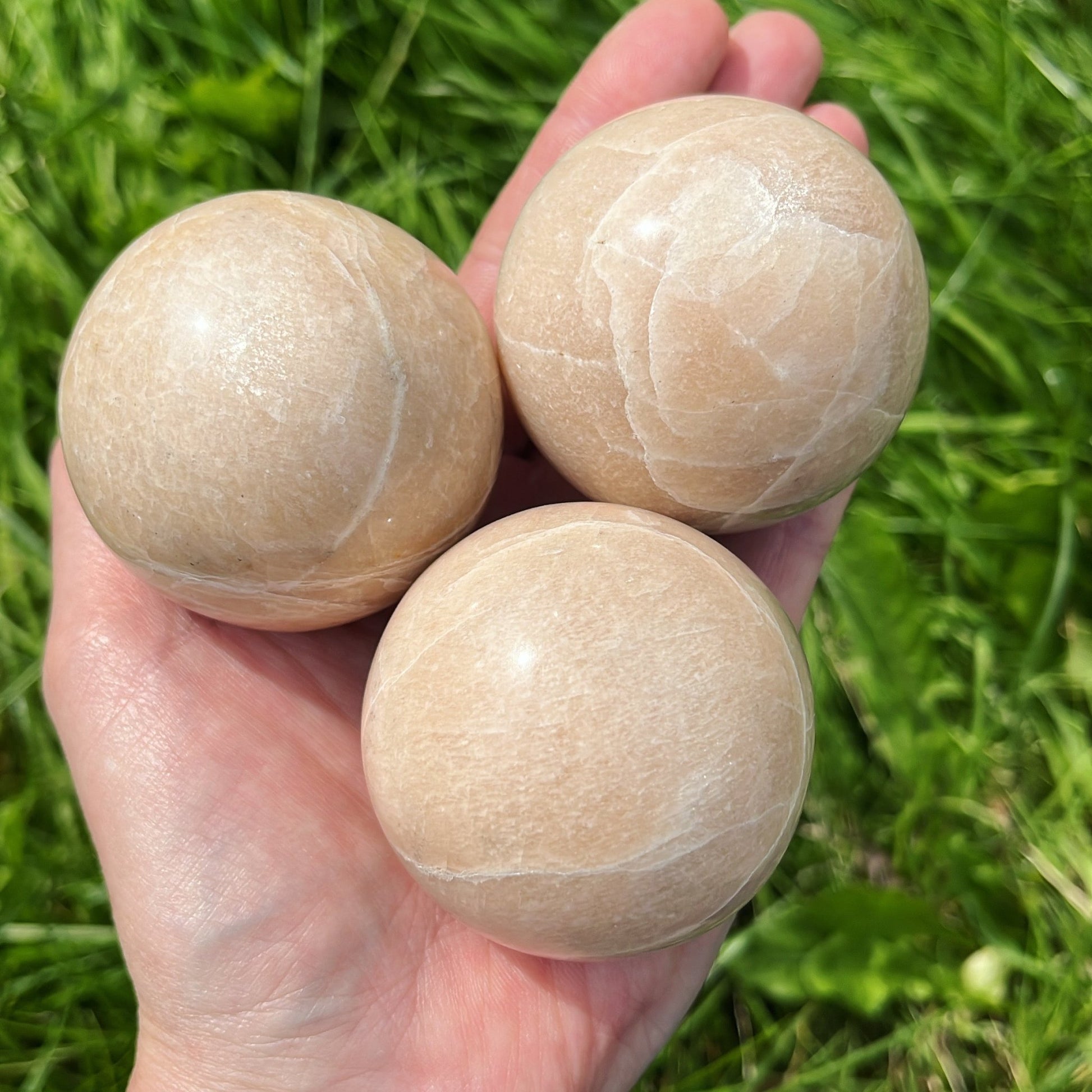 Peach Moonstone Sphere - Shiny Crystals