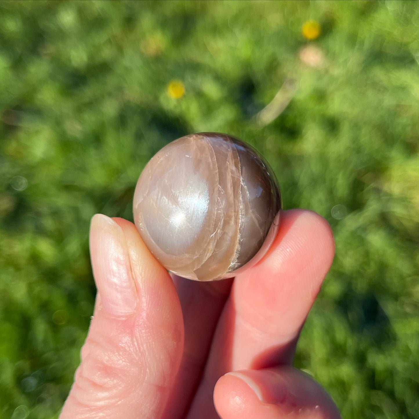 Peach Moonstone with Golden Sunstone Sphere | A - Shiny Crystals