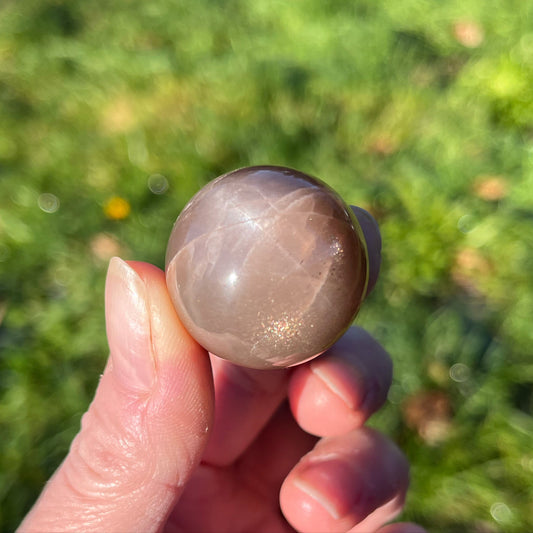 Peach Moonstone with Golden Sunstone Sphere | B - Shiny Crystals