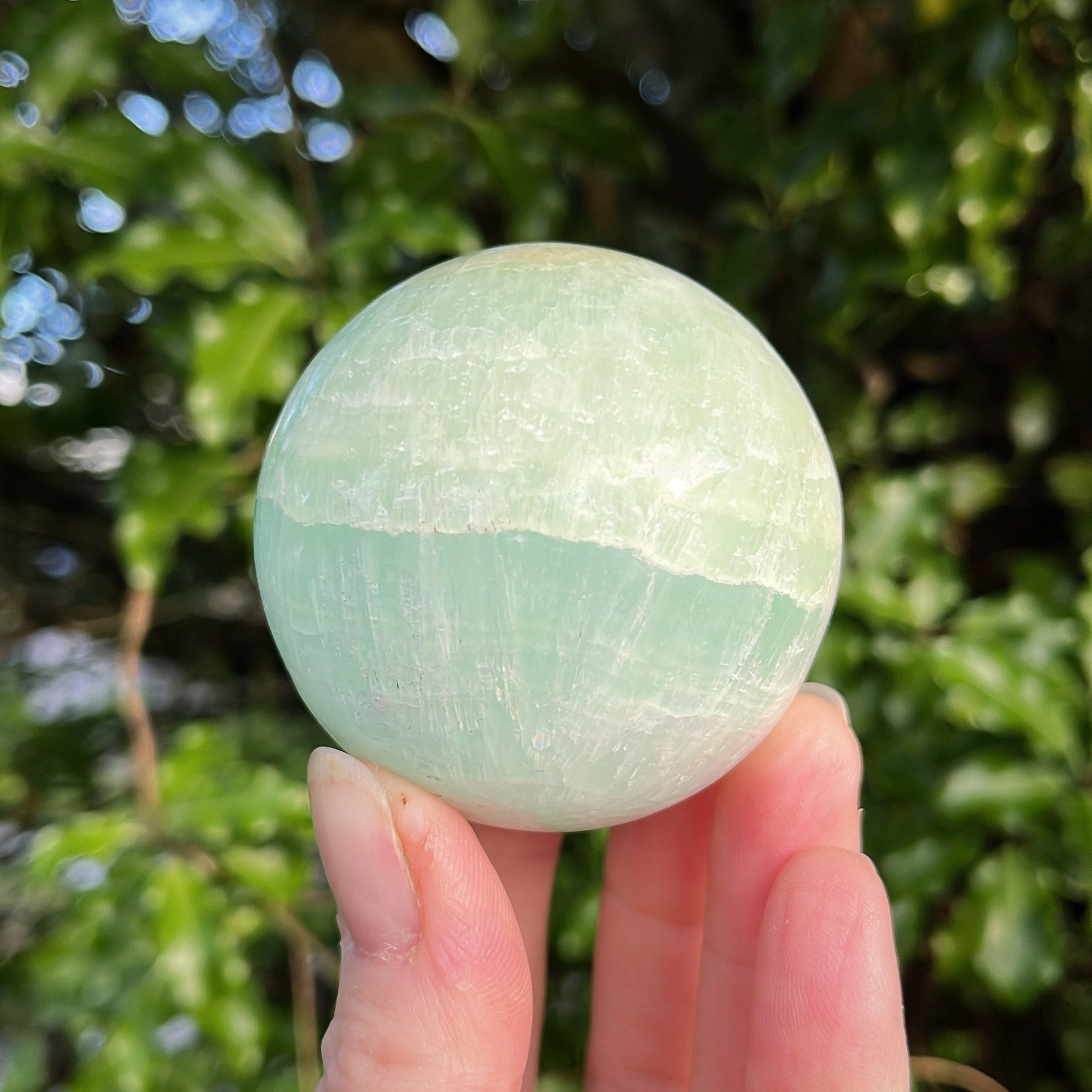 Pistachio Calcite Sphere | B - Shiny Crystals