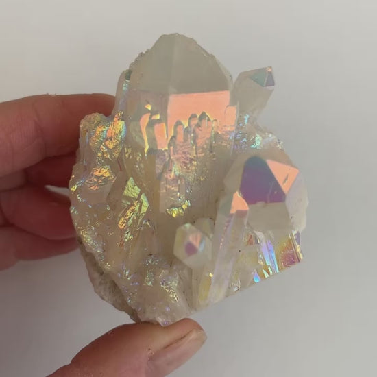 Angel aura Quartz crystal cluster