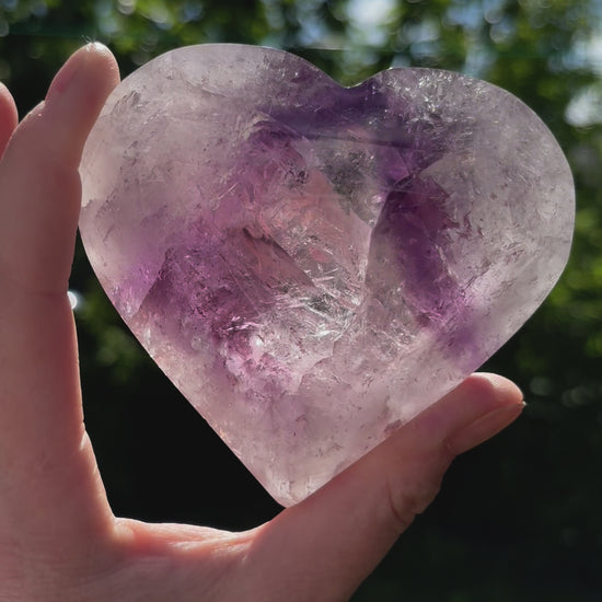 Large Faceted Amethyst Heart - Shiny Crystals