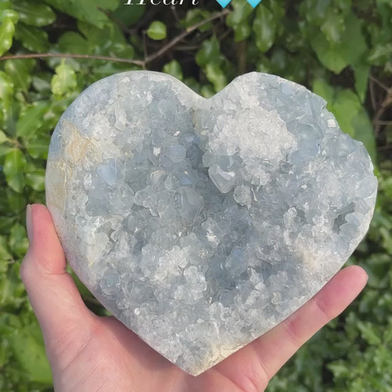 Celestite Crystal Cluster Heart video