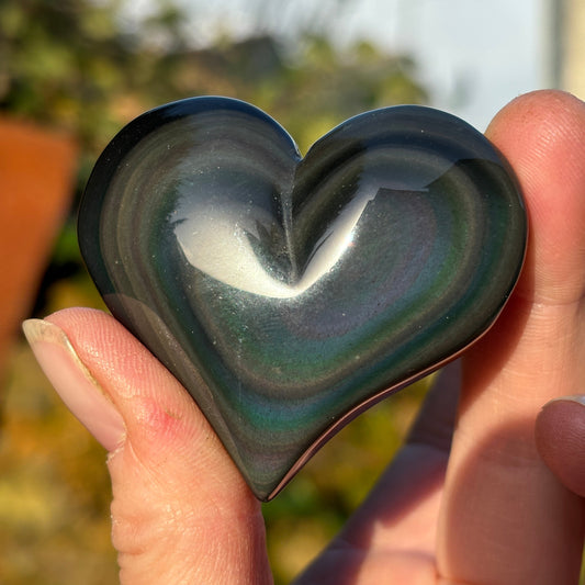 Rainbow Obsidian Puffy Heart | A - Shiny Crystals