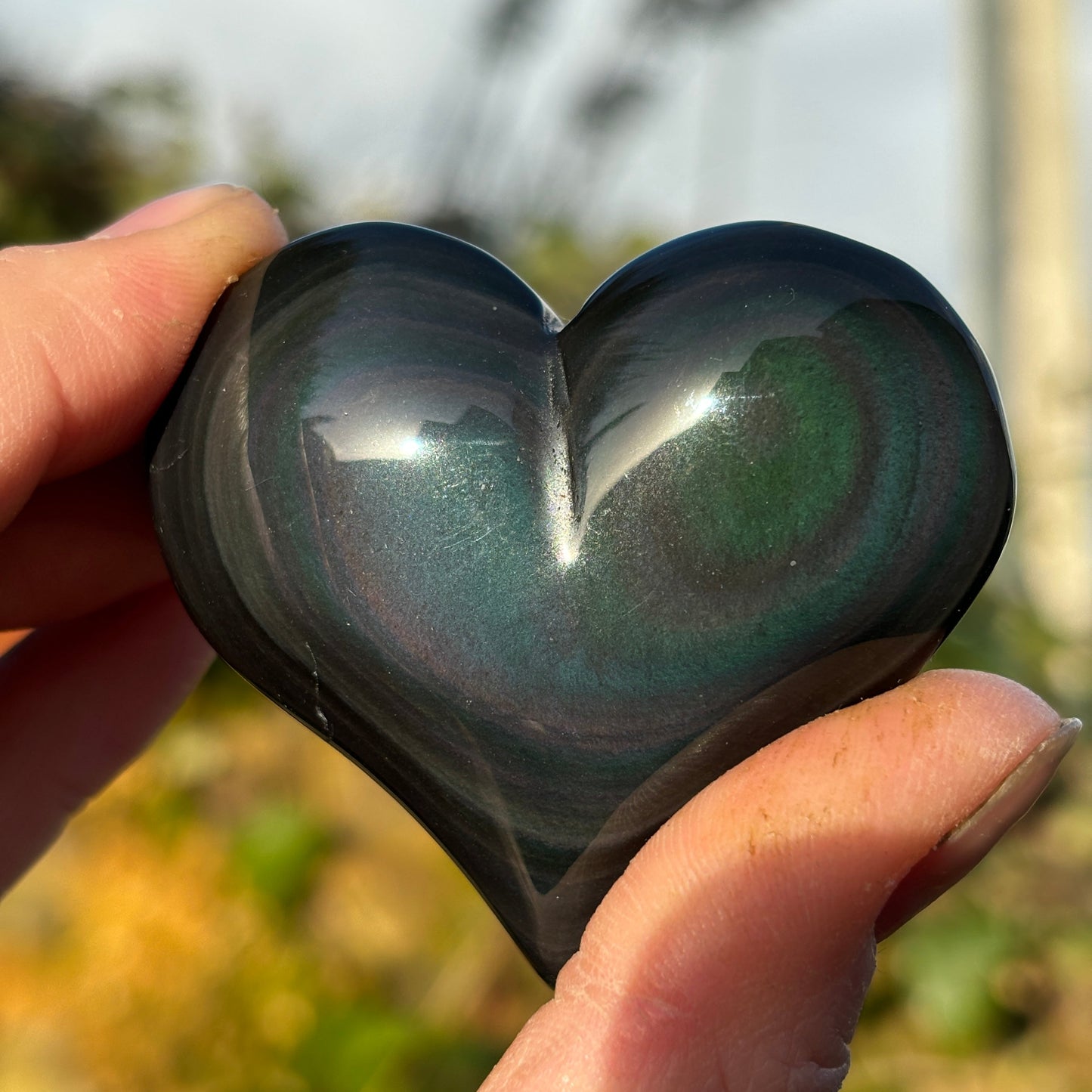 Rainbow Obsidian Puffy Heart | A - Shiny Crystals