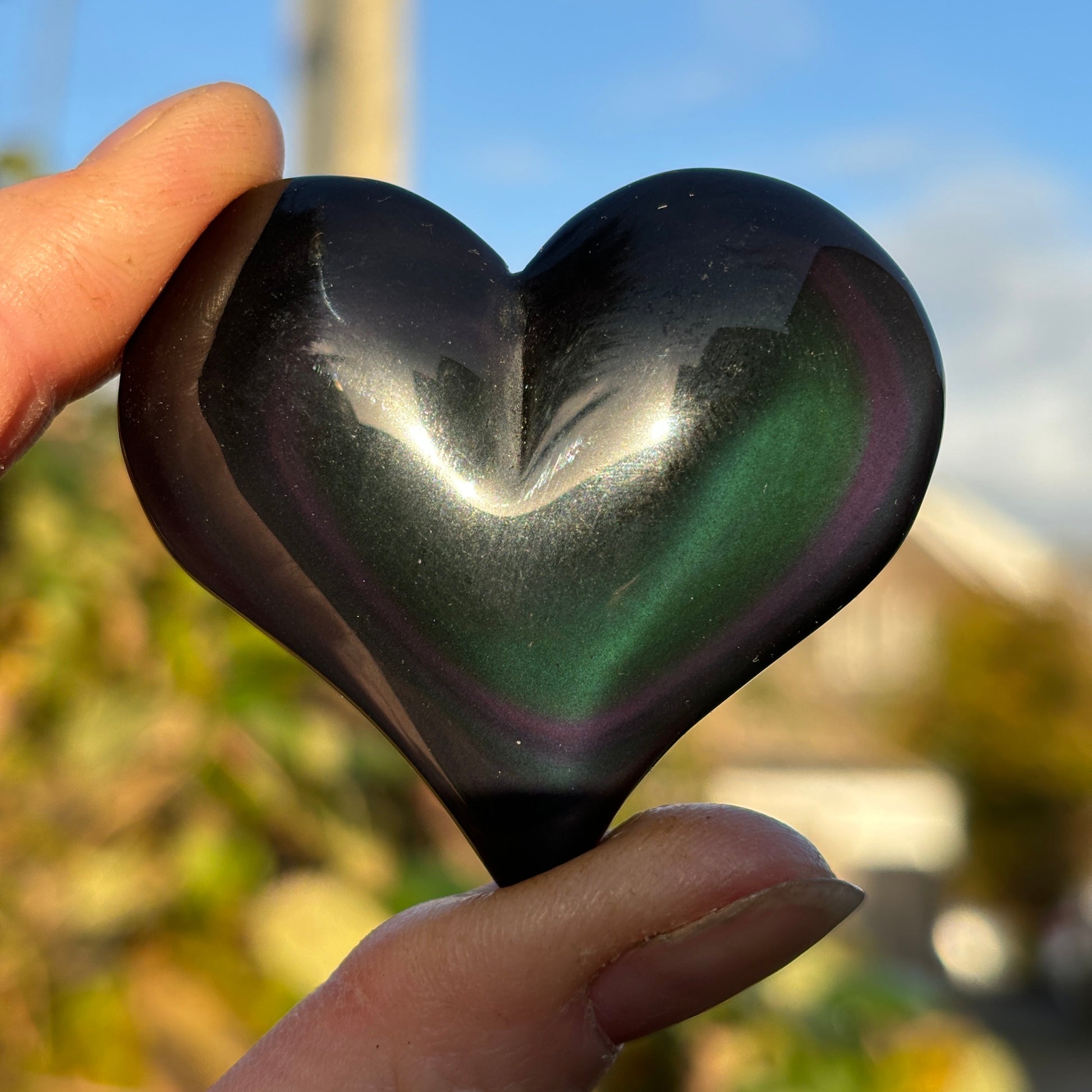 Rainbow Obsidian Puffy Heart | B - Shiny Crystals