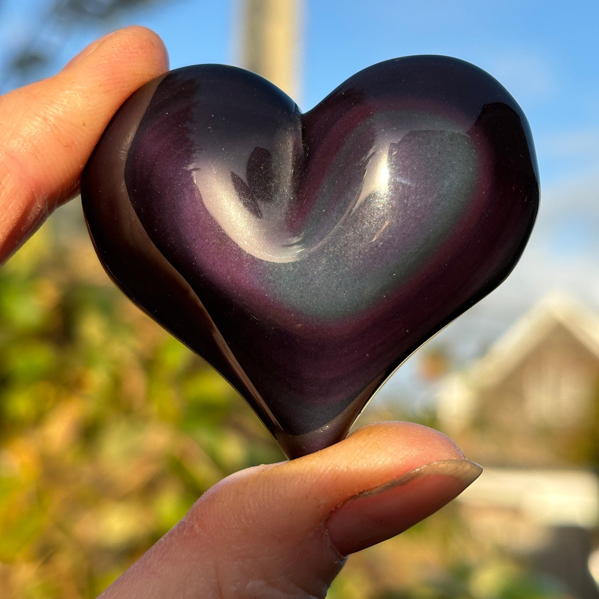 Rainbow Obsidian Puffy Heart | B - Shiny Crystals