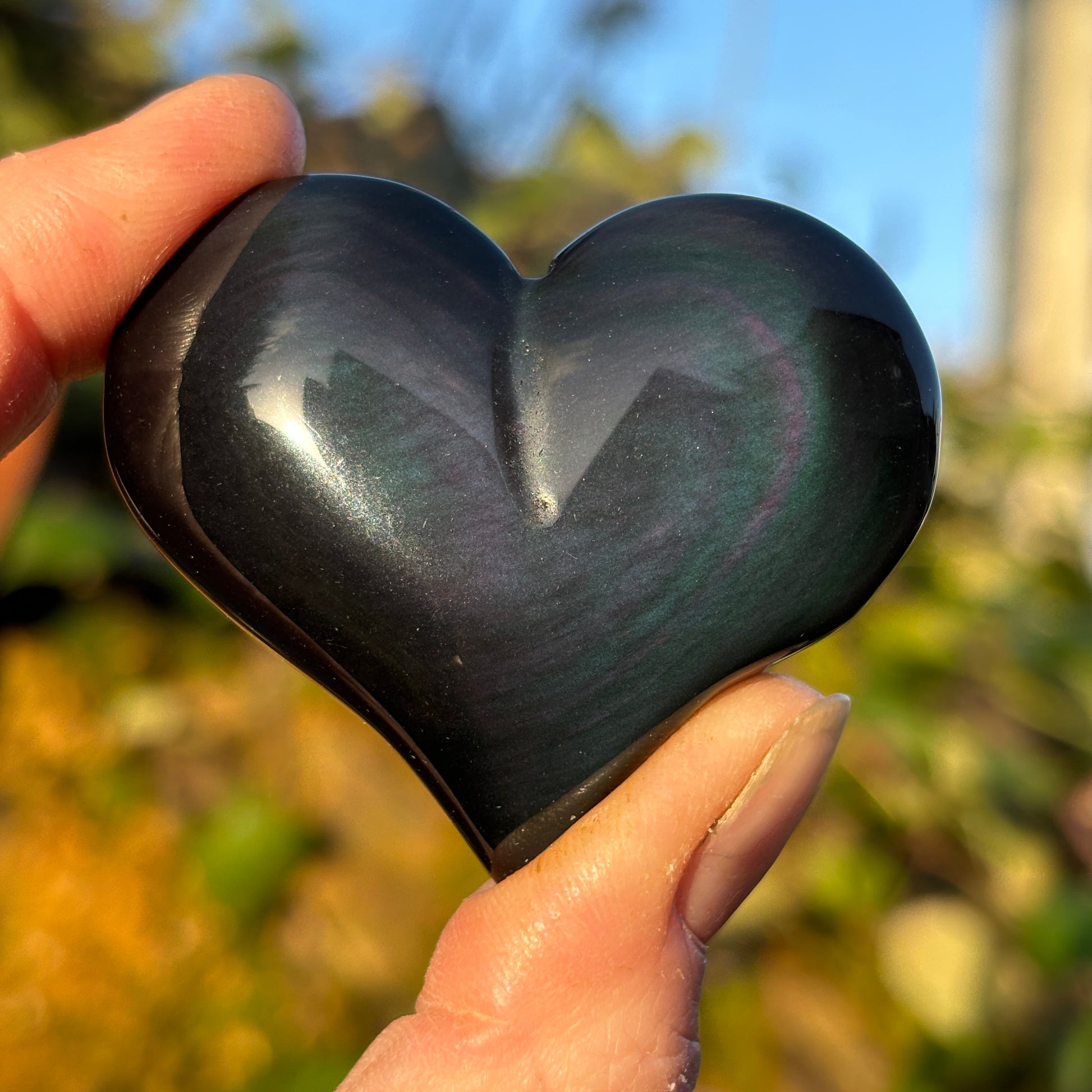 Rainbow Obsidian Puffy Heart | C - Shiny Crystals