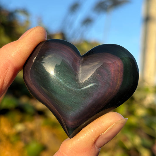 Rainbow Obsidian Puffy Heart | C - Shiny Crystals