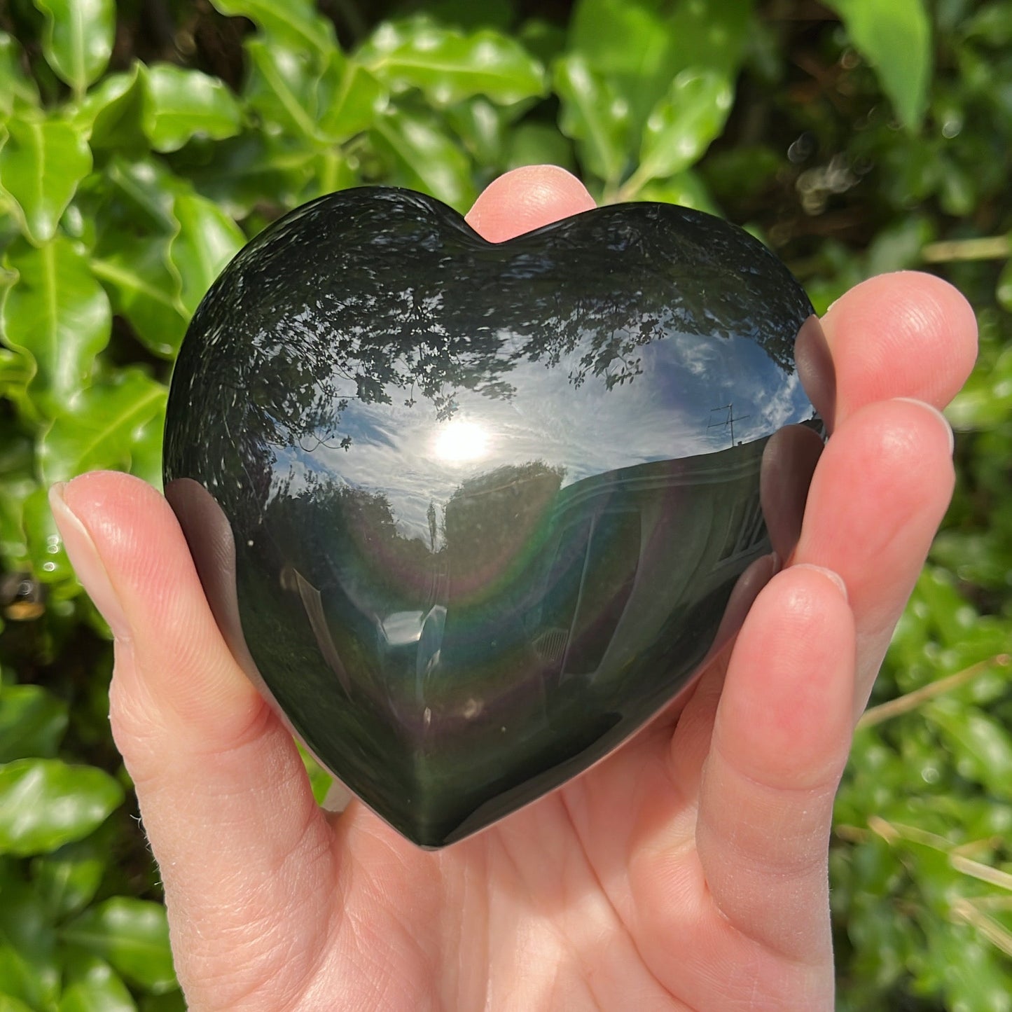 Rainbow Obsidian Puffy Heart | F - Shiny Crystals