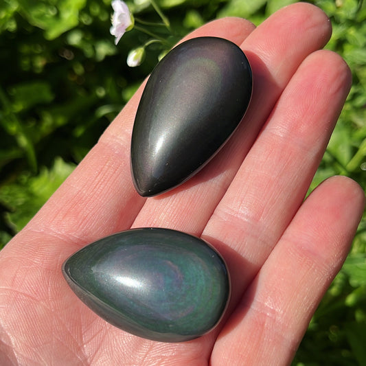 Rainbow Obsidian Teardrop - Shiny Crystals