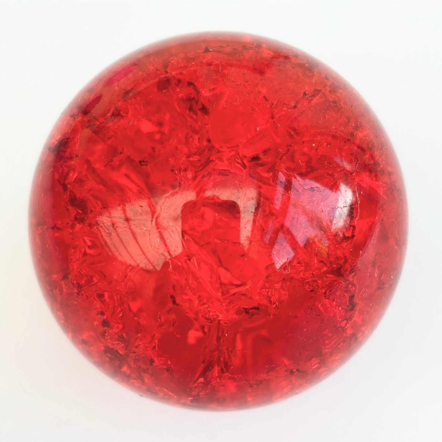 Red Crackled Quartz Sphere - Shiny Crystals