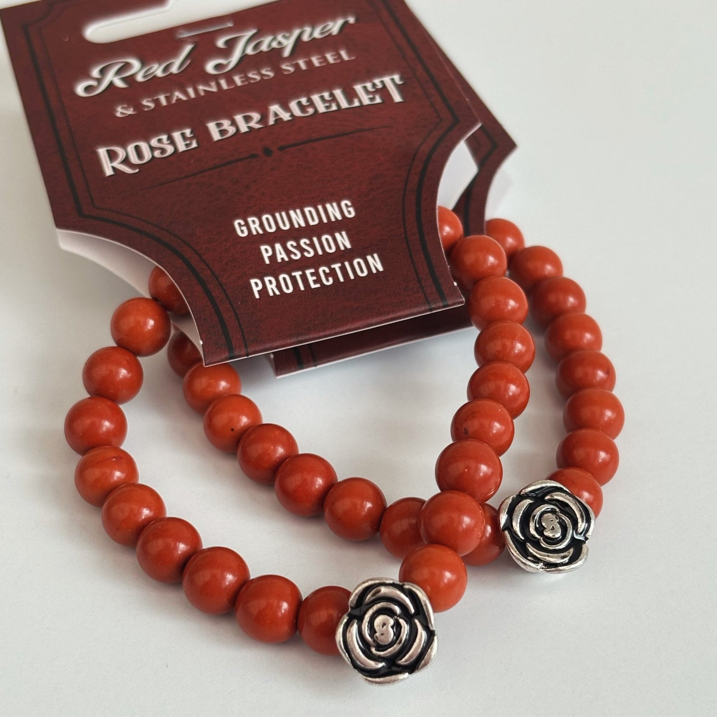 Red Jasper Rose Bracelet - Shiny Crystals