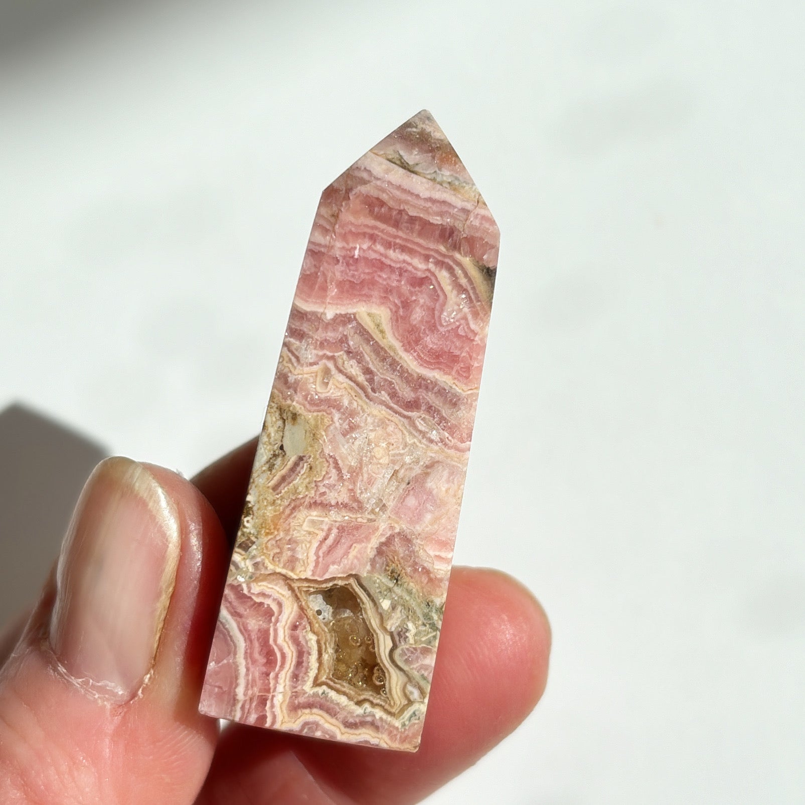 Rhodochrosite Tower Point | C - Shiny Crystals