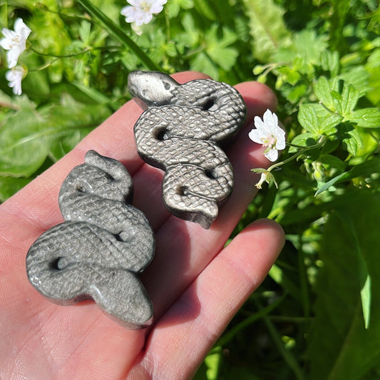 Silver Obsidian Snake - Shiny Crystals