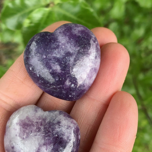 Small Lepidolite Heart - Shiny Crystals