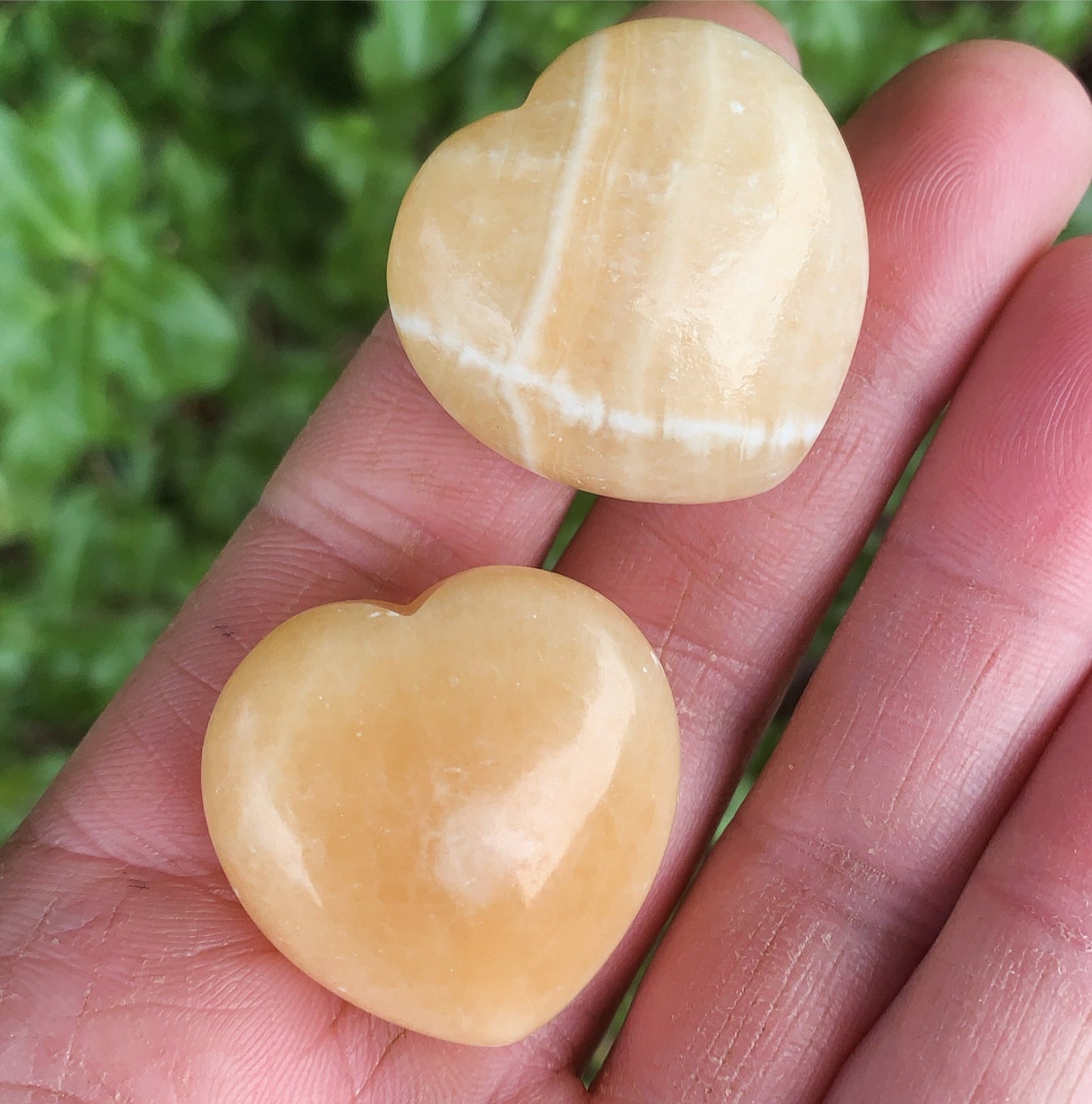 Small Orange Calcite Heart - Shiny Crystals