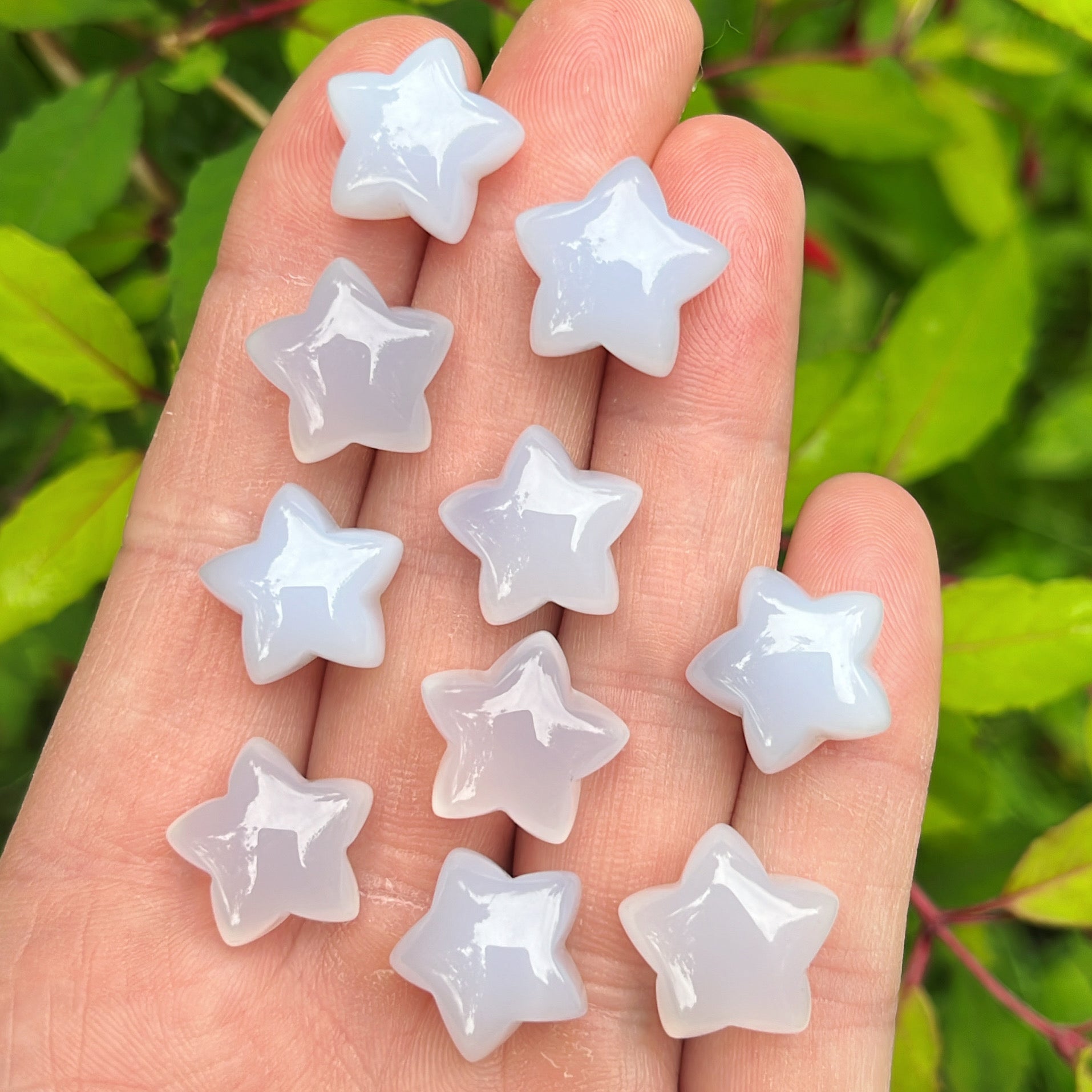 Tiny Blue Chalcedony Star - Shiny Crystals