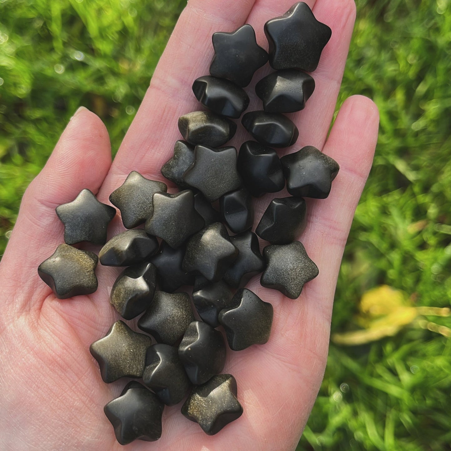 Tiny Golden Obsidian Star - Shiny Crystals