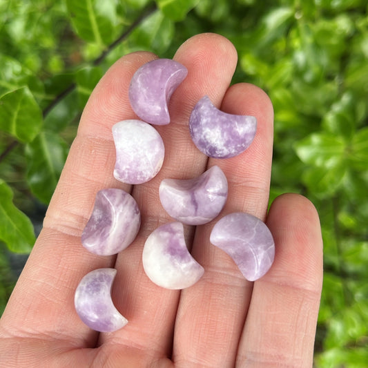 Tiny Lepidolite Moon - Shiny Crystals