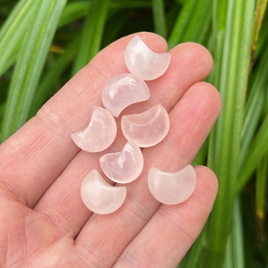 Tiny Rose Quartz Moon - Shiny Crystals