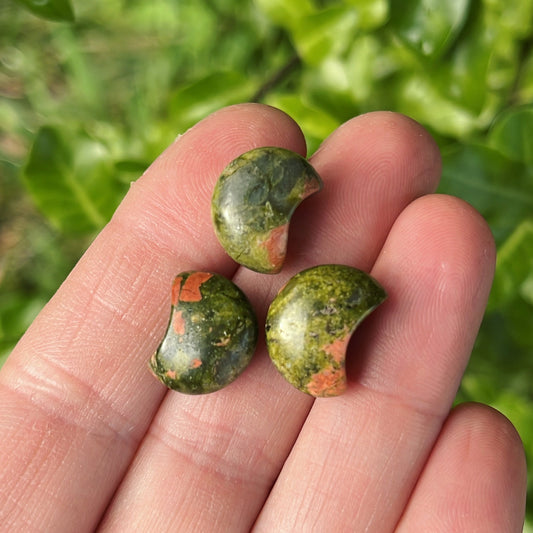 Tiny Unakite Moon - Shiny Crystals