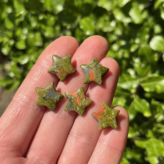 Tiny Unakite Star - Shiny Crystals