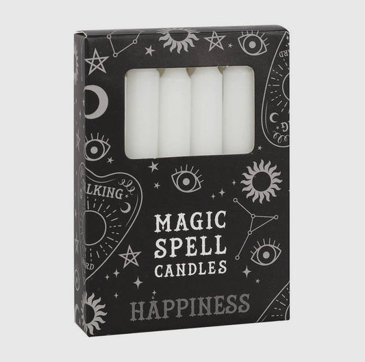 White Happiness Spell Candle - Shiny Crystals