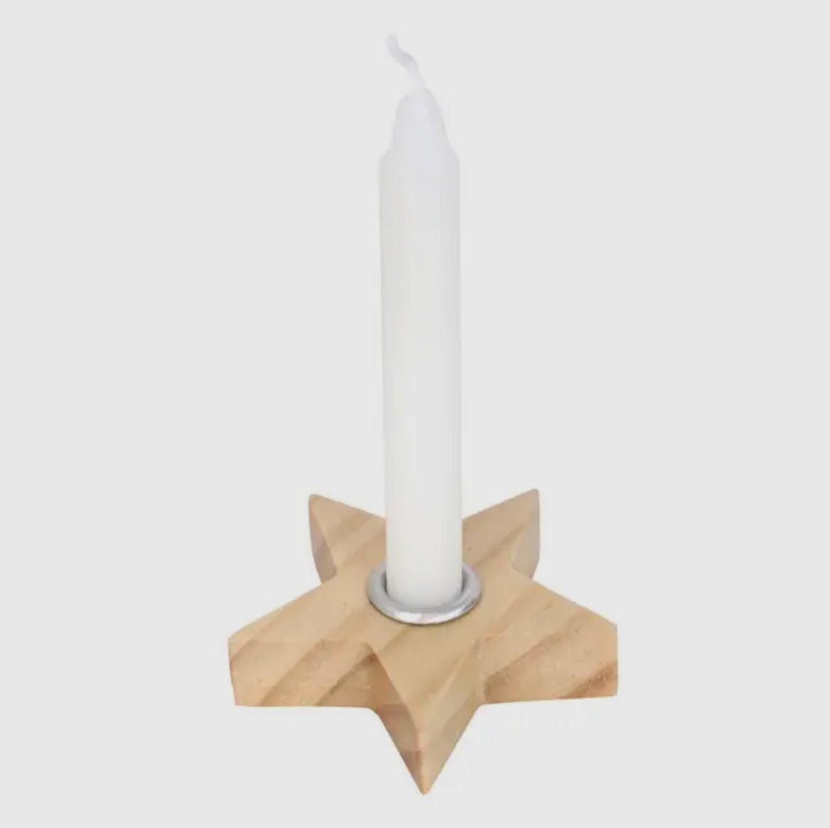 Wooden Star Spell Candle Holder - Shiny Crystals