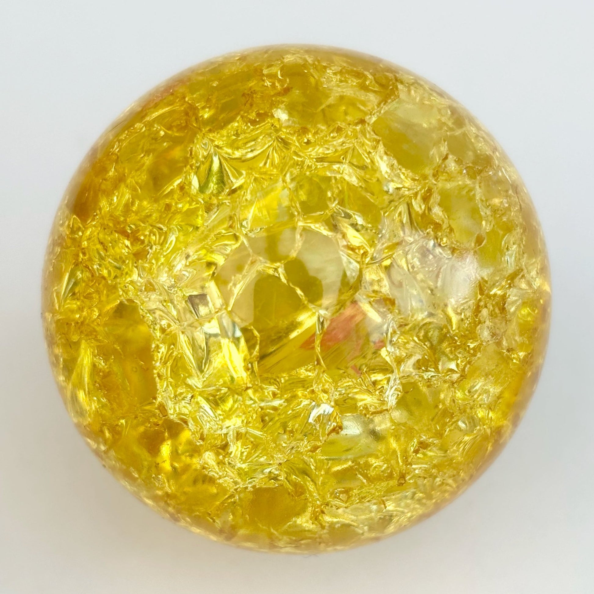 Yellow Crackled Quartz Sphere - Shiny Crystals